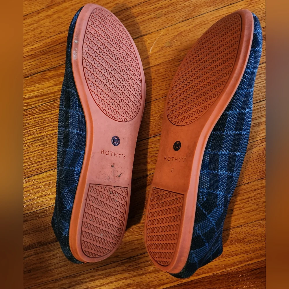 Rothy's Blue Checkered Ballet Flats Size 8 - Picture 3 of 3
